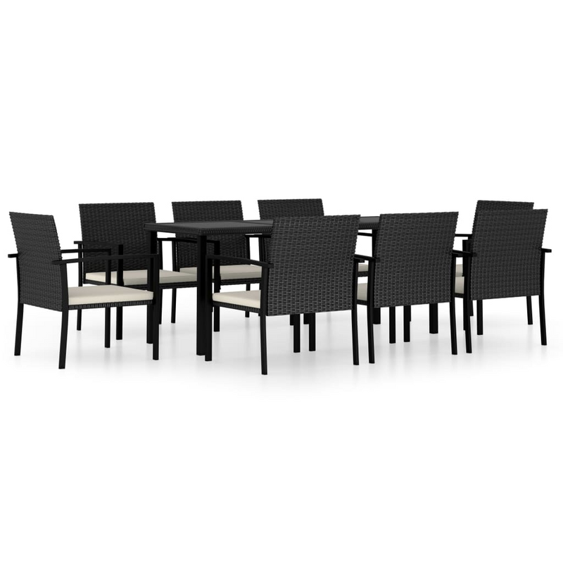 9 Piece Outdoor Dining Set Poly Rattan Black - Sturdy and Stylish