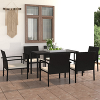 7 Piece Outdoor Dining Set Poly Rattan Black - Stylish and Durable