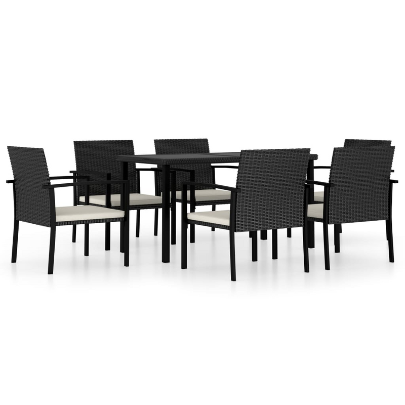 7 Piece Outdoor Dining Set Poly Rattan Black - Stylish and Durable