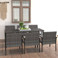 7 Piece Outdoor Dining Set Poly Rattan Grey - Sturdy and Stylish