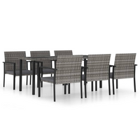 7 Piece Outdoor Dining Set Poly Rattan Grey - Sturdy and Stylish