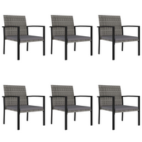 7 Piece Outdoor Dining Set Poly Rattan Grey - Sturdy and Stylish