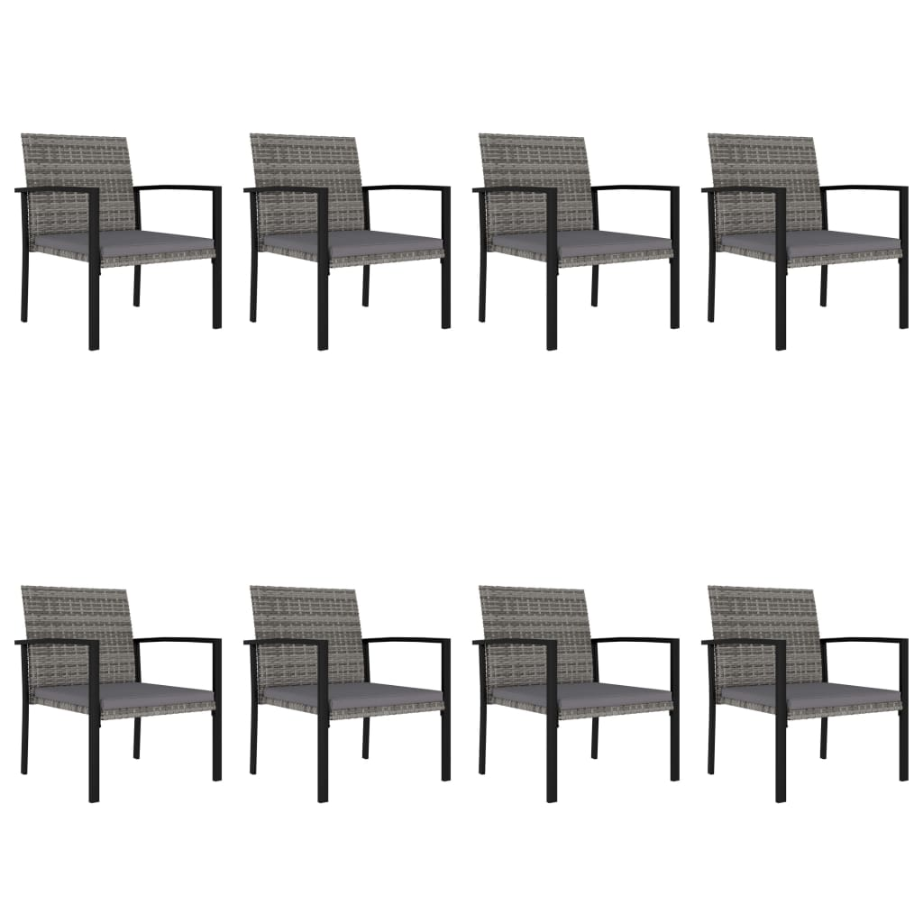 9 Piece Outdoor Dining Set Poly Rattan Grey