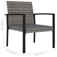 9 Piece Outdoor Dining Set Poly Rattan Grey