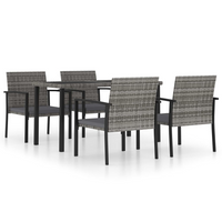 5 Piece Outdoor Dining Set Poly Rattan Grey - Sturdy and Weather-Resistant