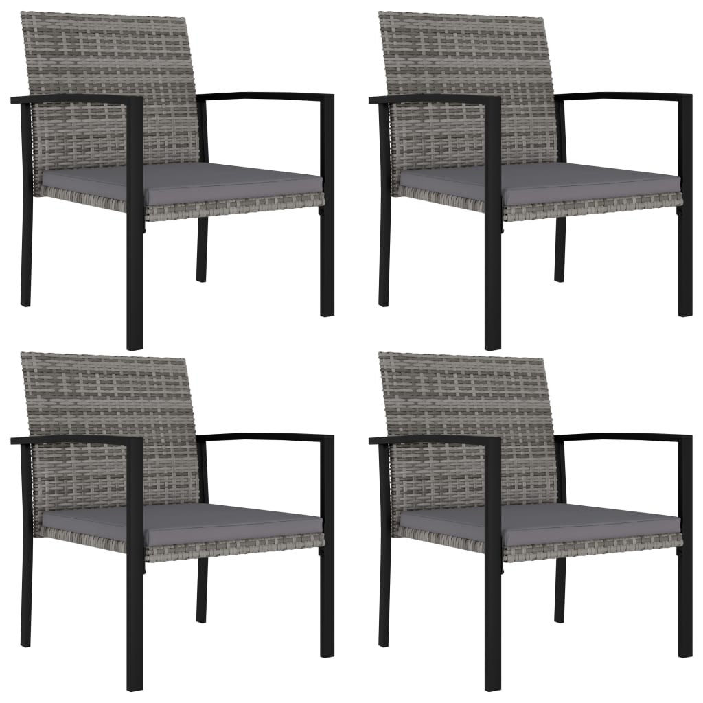 5 Piece Outdoor Dining Set Poly Rattan Grey - Sturdy and Weather-Resistant