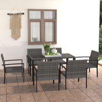 7 Piece Outdoor Dining Set Poly Rattan Grey - Durable and Stylish Patio Furniture