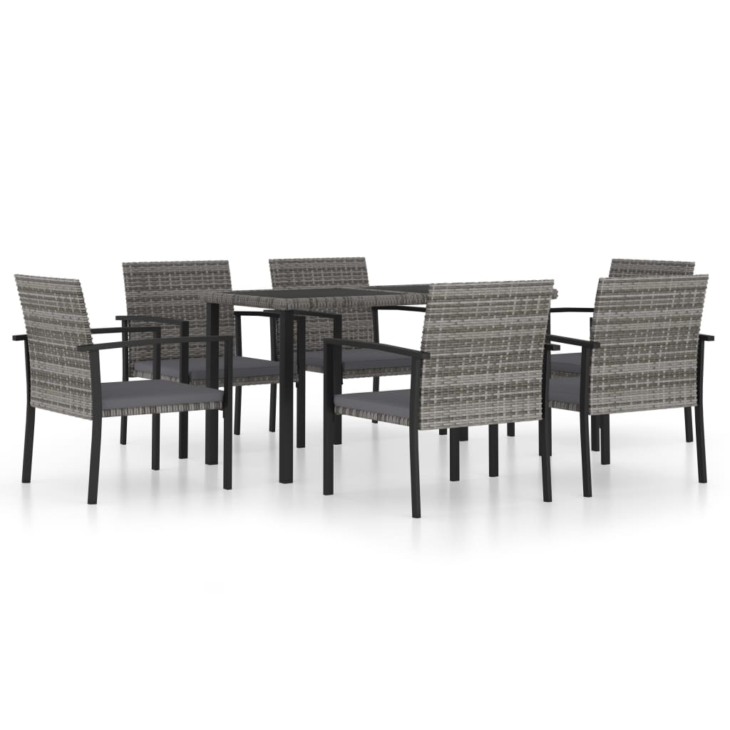 7 Piece Outdoor Dining Set Poly Rattan Grey - Durable and Stylish Patio Furniture