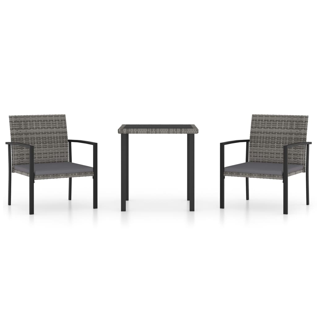 3 Piece Outdoor Dining Set Poly Rattan Grey - Stylish and Durable Furniture for Your Garden or Patio