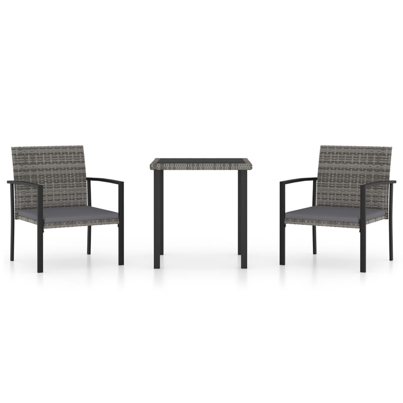 3 Piece Outdoor Dining Set Poly Rattan Grey - Stylish and Durable Furniture for Your Garden or Patio