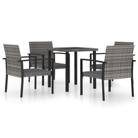 5 Piece Outdoor Dining Set Poly Rattan Grey - Sturdy and Stylish