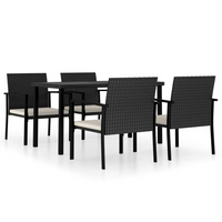 5 Piece Outdoor Dining Set Poly Rattan Black - Sturdy and Stylish