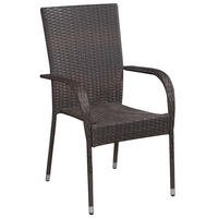 Stackable Outdoor Chairs 4 pcs Poly Rattan Brown - Stylish and Sturdy | vidaXL