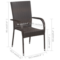 Stackable Outdoor Chairs 4 pcs Poly Rattan Brown - Stylish and Sturdy | vidaXL