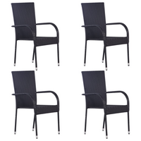 Stackable Outdoor Chairs 4 pcs Poly Rattan Black - Contemporary Style for Your Outdoor Space