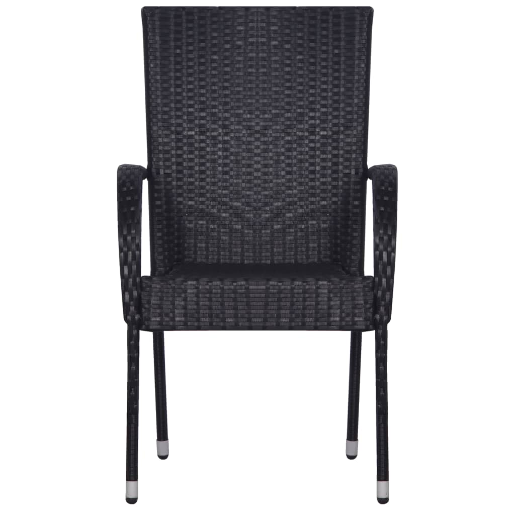 Stackable Outdoor Chairs 4 pcs Poly Rattan Black - Contemporary Style for Your Outdoor Space