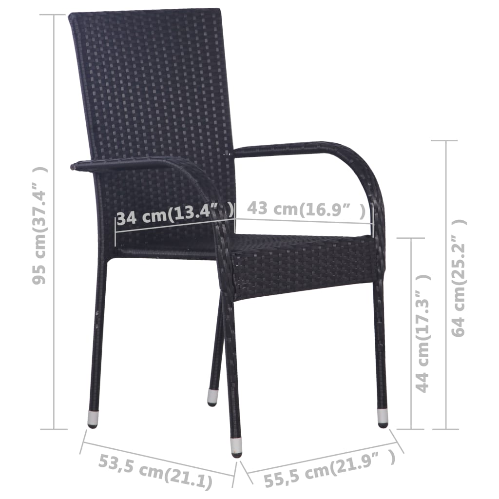 Stackable Outdoor Chairs 4 pcs Poly Rattan Black - Contemporary Style for Your Outdoor Space