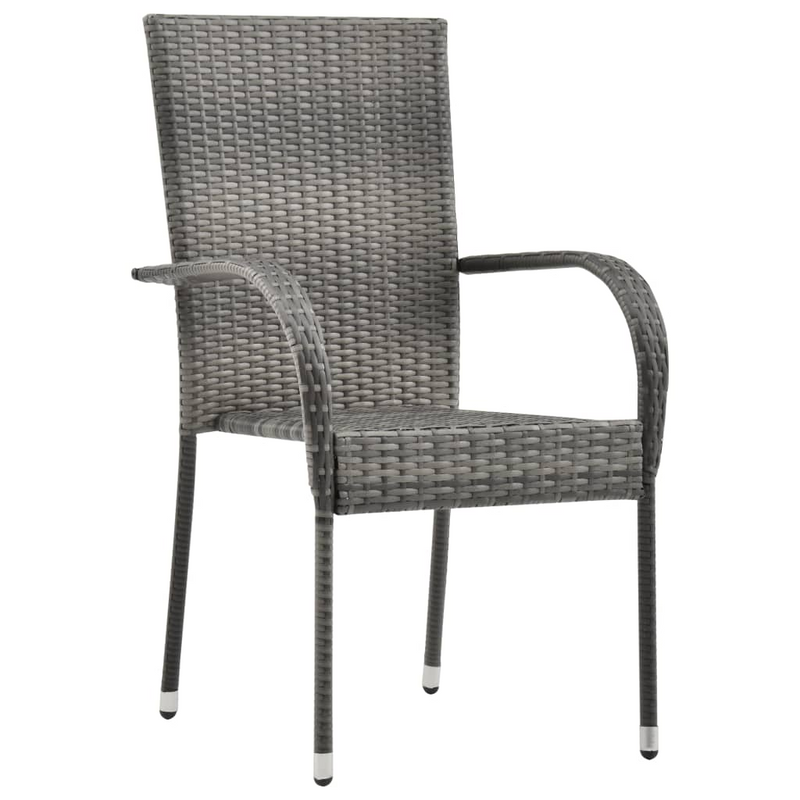 Stackable Outdoor Chairs 4 pcs Grey Poly Rattan - Contemporary Style for Your Outdoor Space