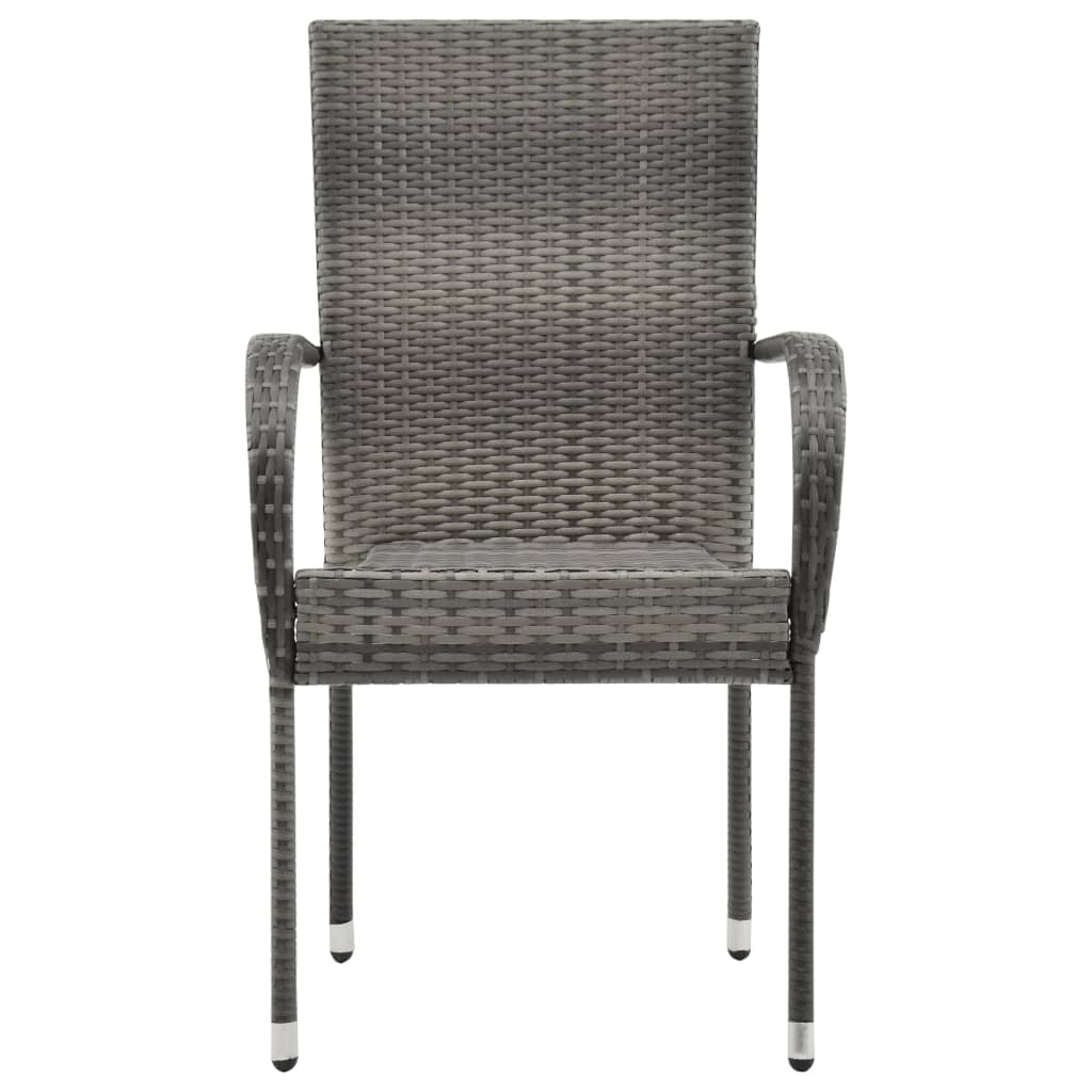 Stackable Outdoor Chairs 4 pcs Grey Poly Rattan - Contemporary Style for Your Outdoor Space