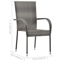 Stackable Outdoor Chairs 4 pcs Grey Poly Rattan - Contemporary Style for Your Outdoor Space