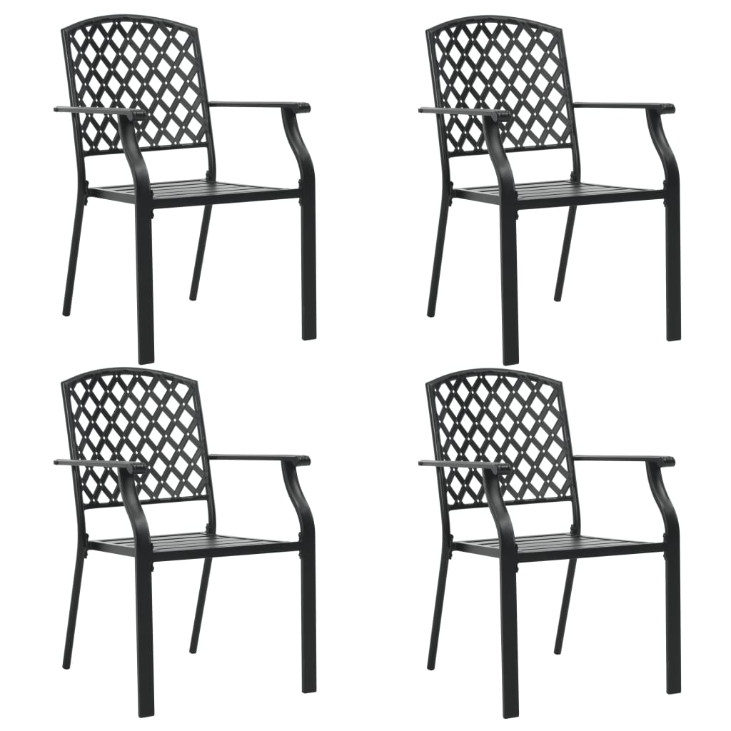 vidaXL Outdoor Chairs 4 pcs Mesh Design Steel Black - Stylish and Durable