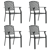 vidaXL Outdoor Chairs 4 pcs Mesh Design Steel Black - Stylish and Durable