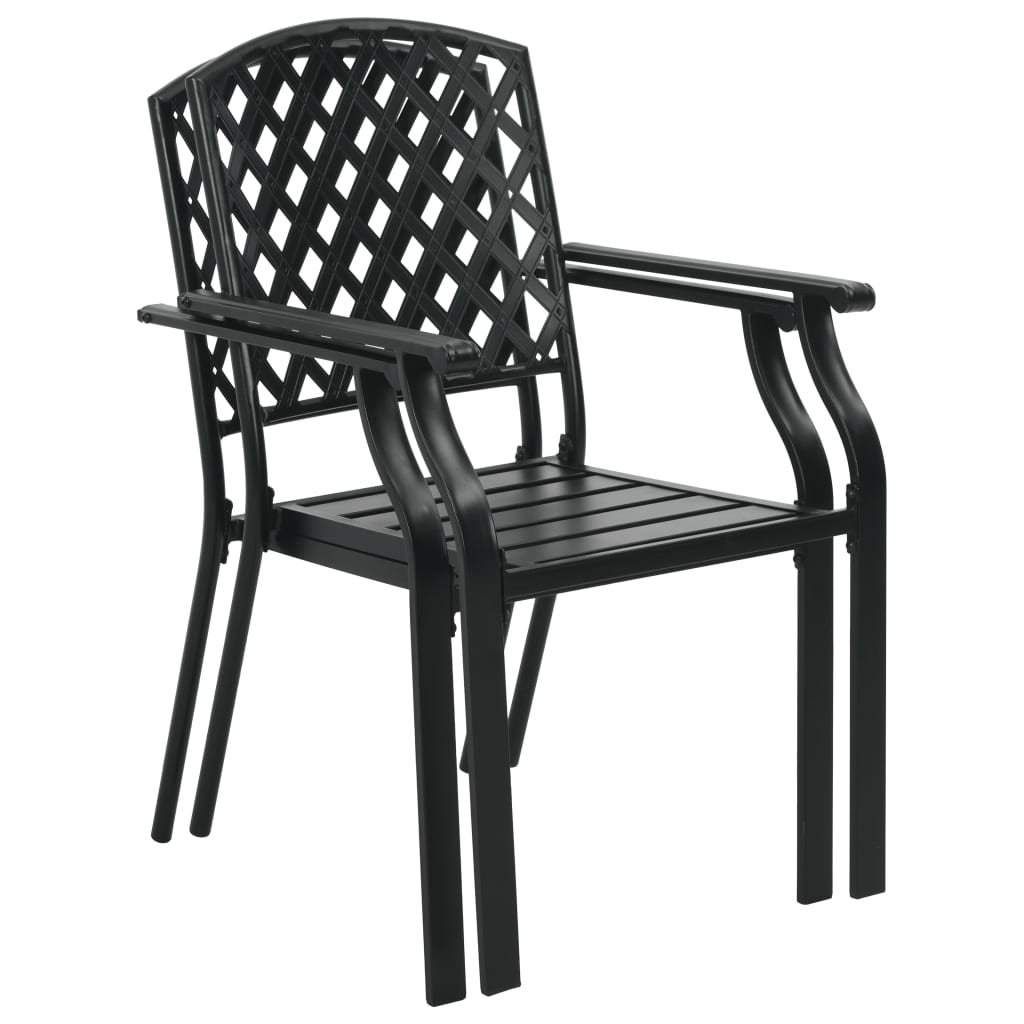 vidaXL Outdoor Chairs 4 pcs Mesh Design Steel Black - Stylish and Durable