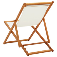 Folding Beach Chair Eucalyptus Wood and Fabric Cream White - Adjustable, Foldable, and Weather-Resistant