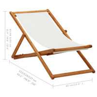 Folding Beach Chair Eucalyptus Wood and Fabric Cream White - Adjustable, Foldable, and Weather-Resistant