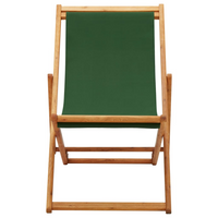 Folding Beach Chair Eucalyptus Wood and Fabric Green | Adjustable Reclining Settings, Foldable for Easy Transport and Storage