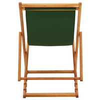 Folding Beach Chair Eucalyptus Wood and Fabric Green | Adjustable Reclining Settings, Foldable for Easy Transport and Storage