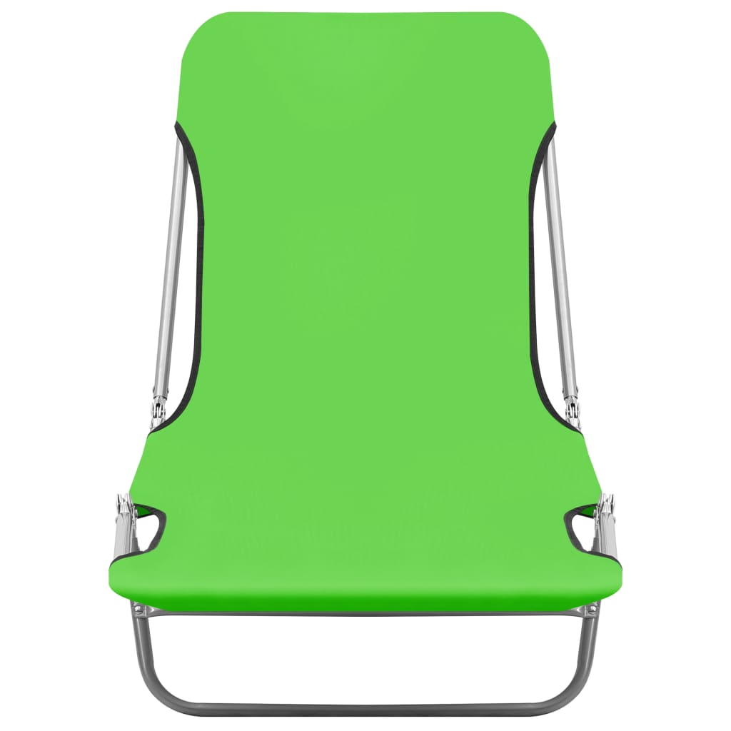 Folding Sun Loungers 2 pcs Steel and Fabric Green - Relax and Enjoy the Outdoors