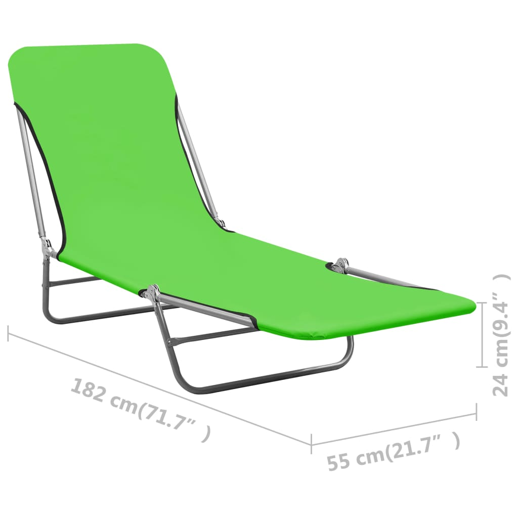 Folding Sun Loungers 2 pcs Steel and Fabric Green - Relax and Enjoy the Outdoors