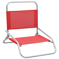 Folding Beach Chairs - Set of 2 - Red Fabric