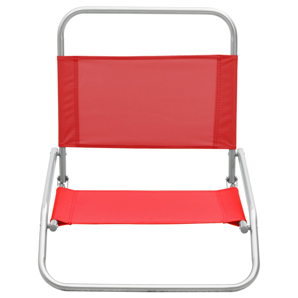 Folding Beach Chairs - Set of 2 - Red Fabric