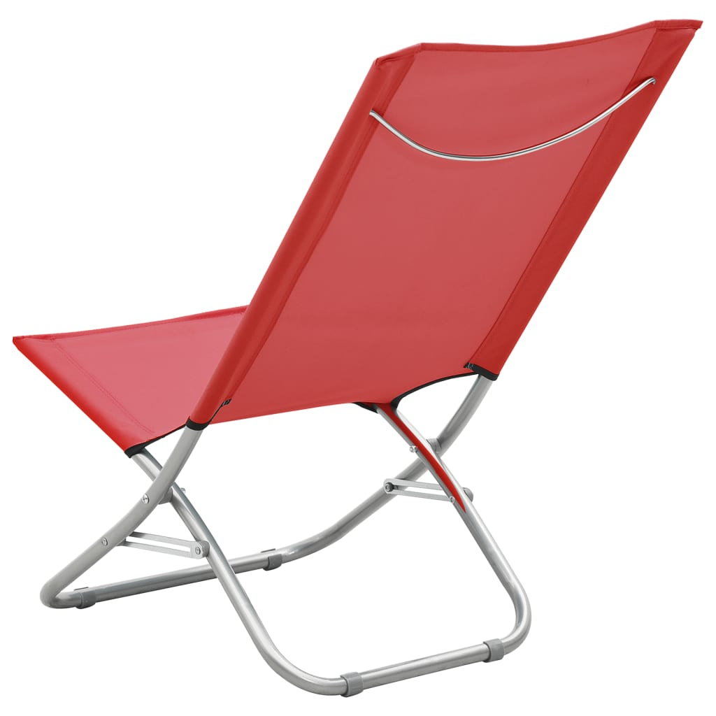 Folding Beach Chairs 2 pcs - Red Fabric | Comfortable & Durable