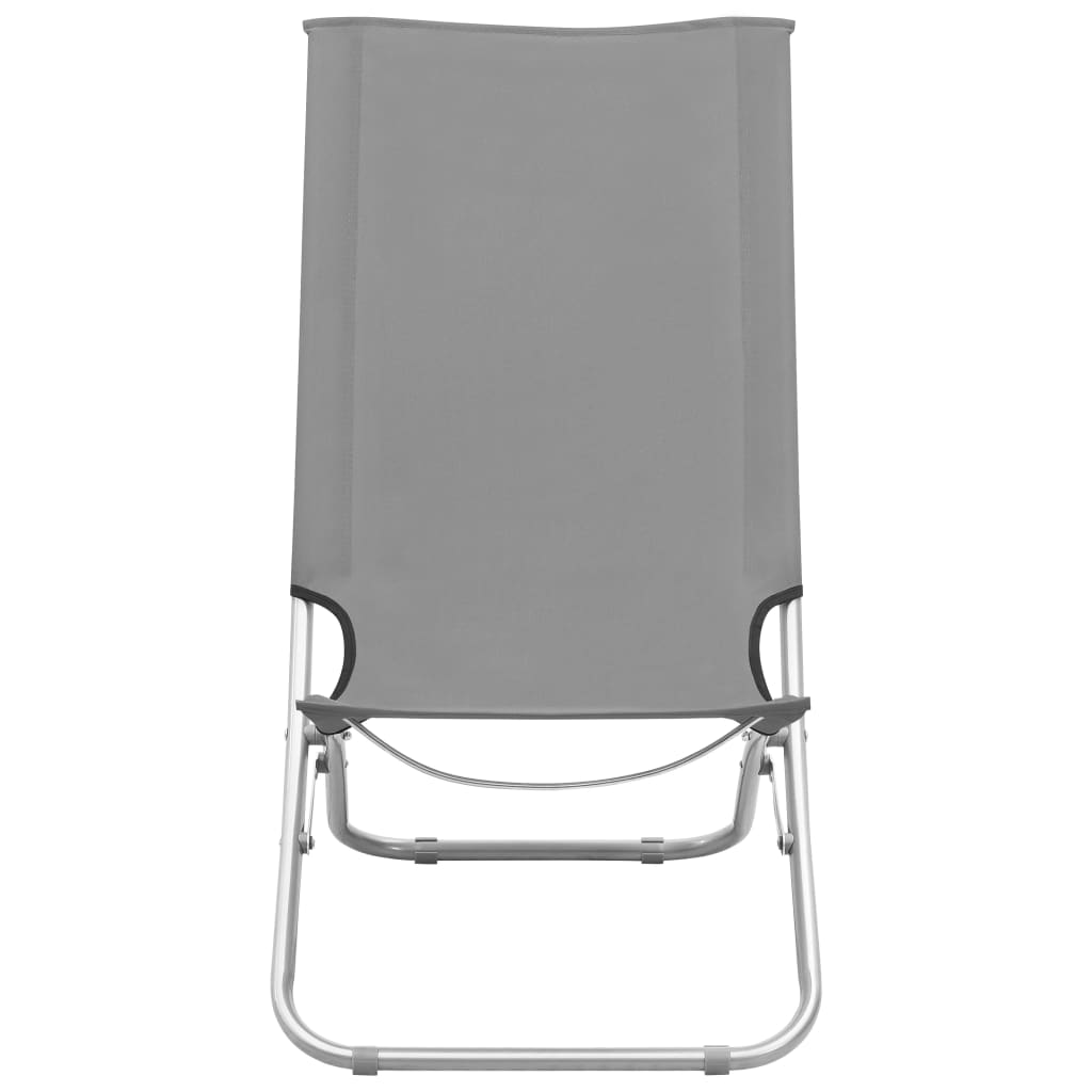 Folding Beach Chairs 2 pcs Grey Fabric - Comfortable and Durable Outdoor Seating