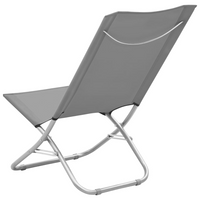 Folding Beach Chairs 2 pcs Grey Fabric - Comfortable and Durable Outdoor Seating