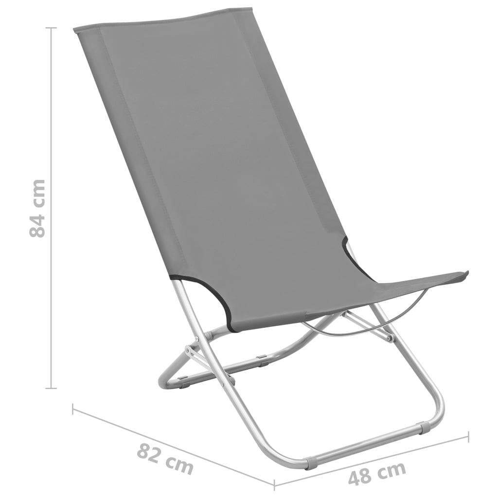 Folding Beach Chairs 2 pcs Grey Fabric - Comfortable and Durable Outdoor Seating