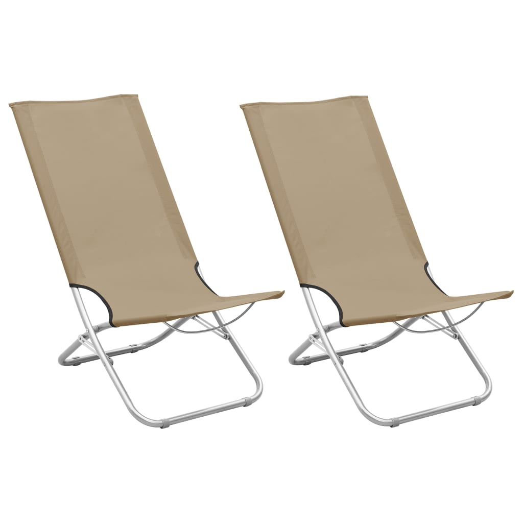 Folding Beach Chairs 2 pcs Taupe Fabric - Enjoy Comfortable and Stylish Relaxation