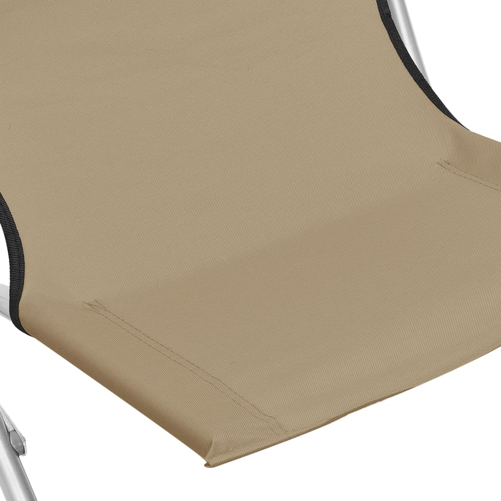 Folding Beach Chairs 2 pcs Taupe Fabric - Enjoy Comfortable and Stylish Relaxation