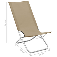 Folding Beach Chairs 2 pcs Taupe Fabric - Enjoy Comfortable and Stylish Relaxation