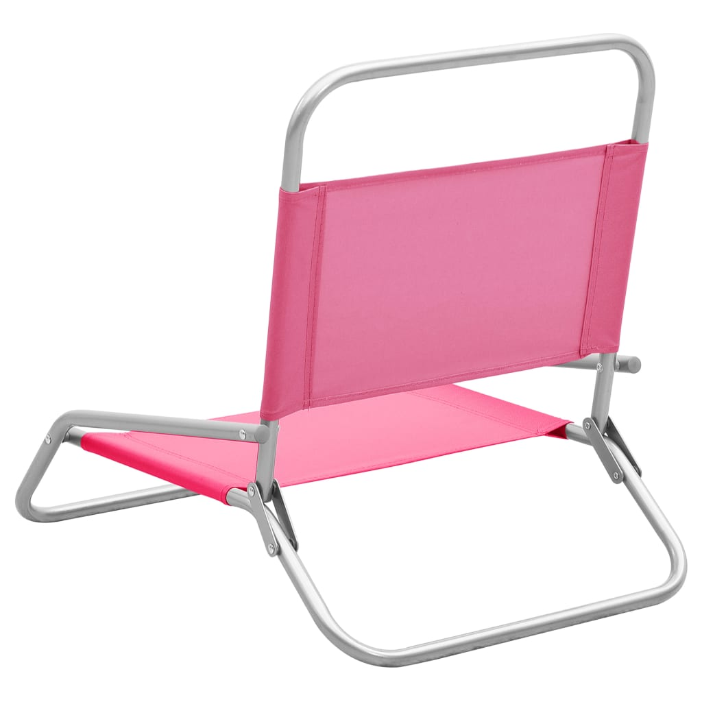 Folding Beach Chairs 2 pcs Pink Fabric - Relax in Style