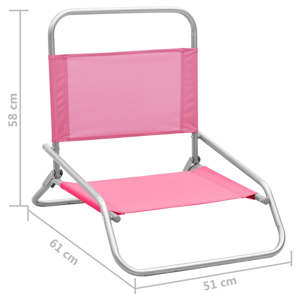 Folding Beach Chairs 2 pcs Pink Fabric - Relax in Style