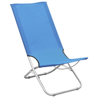 Folding Beach Chairs 2 pcs Blue Fabric - Comfortable and Weather-Resistant