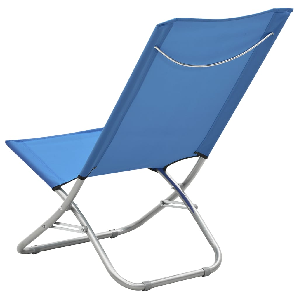 Folding Beach Chairs 2 pcs Blue Fabric - Comfortable and Weather-Resistant