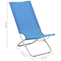 Folding Beach Chairs 2 pcs Blue Fabric - Comfortable and Weather-Resistant