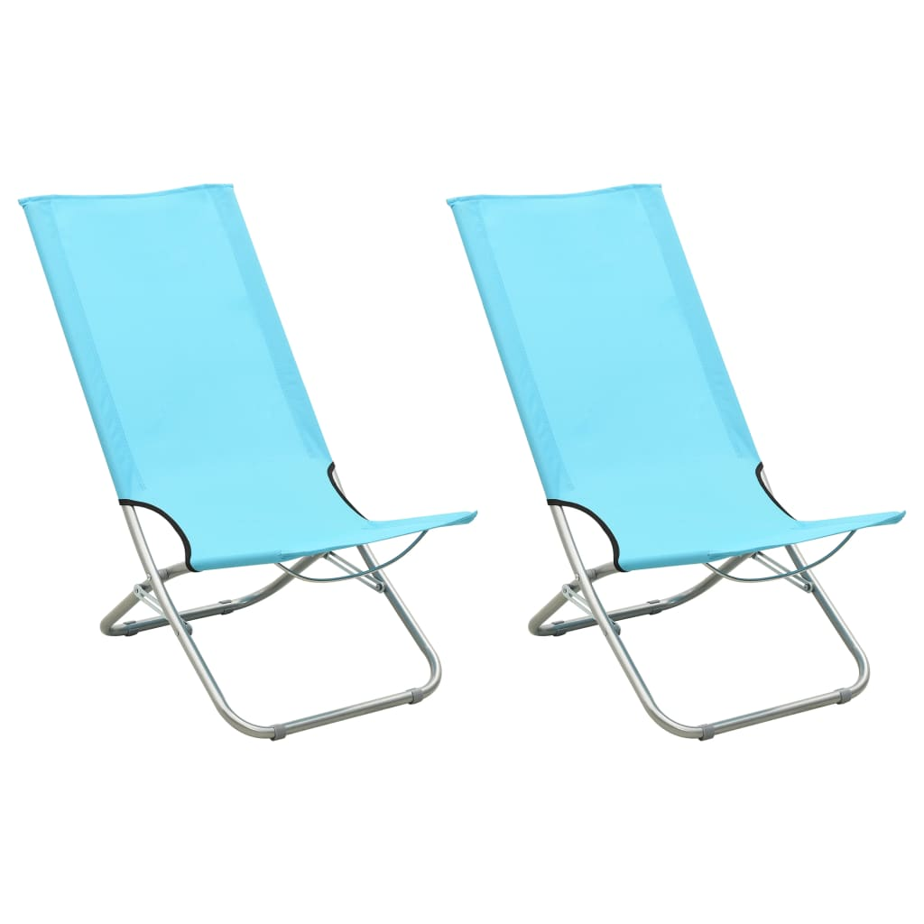 Folding Beach Chairs - Set of 2 - Turquoise Fabric