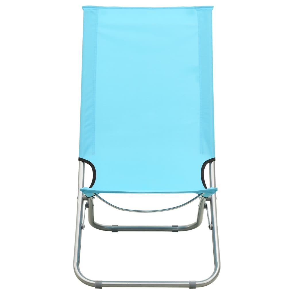 Folding Beach Chairs - Set of 2 - Turquoise Fabric