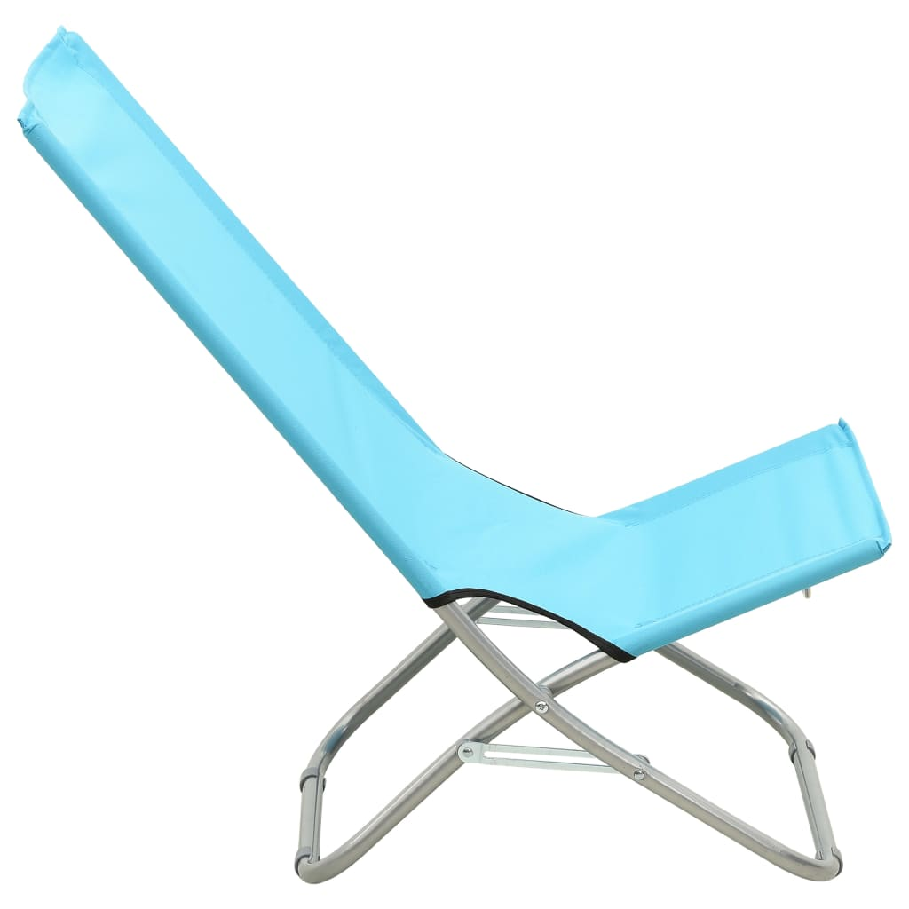 Folding Beach Chairs - Set of 2 - Turquoise Fabric